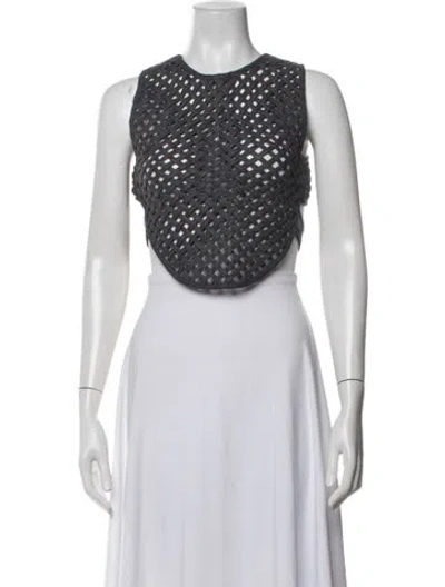Pre-owned Dior Crew Neck Sleeveless Crop Top In Black