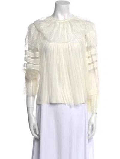 Pre-owned Dior Crew Neck Three-quarter Sleeve Blouse In Neutral