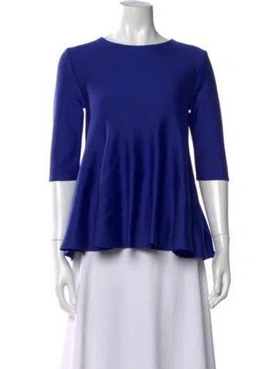 Pre-owned Dior Crew Neck Three-quarter Sleeve Top In Blue