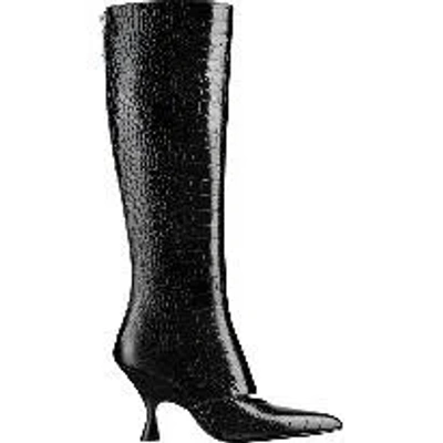 Dior Crocodile Print Calfskin Boots In Black