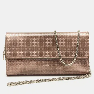 Pre-owned Dior Croisiere Wallet On Chain In Gold