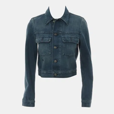 Pre-owned Dior Cropped Denim Jacket Us 4 In Blue