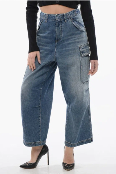 Dior Cropped Fit Cargo Denims With Martingales 24cm In Blue