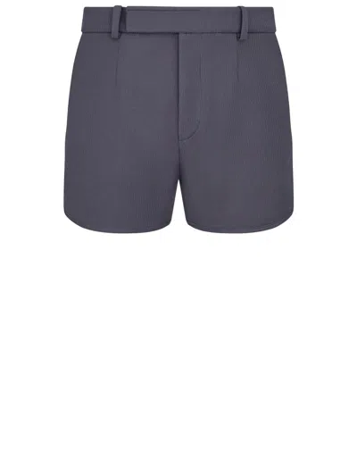 Dior Cropped Grey Cotton Shorts With Couture Embroidery For Men | Spring/summer 2024