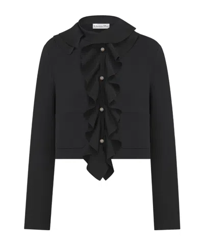 Dior Cropped Jacket With Removable Ruched Collar In Black