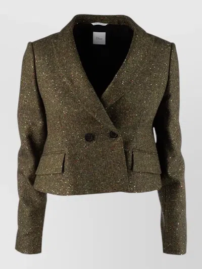 Dior Cropped Sequin Jacket And Waistcoat Tailoring In Green