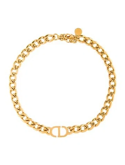 Pre-owned Dior Crystal 30 Montaigne Choker Necklace, 17.5" In Transparent