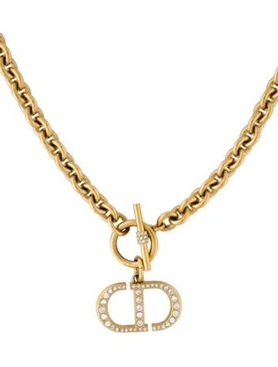 Pre-owned Dior Crystal 30 Montaigne Choker Pendant Necklace, 16" In Multi