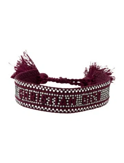 Pre-owned Dior Crystal & Cotton Thread Woven Friendship Bangle Bracelet, 9"