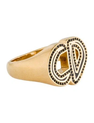 Pre-owned Dior Crystal & Enamel Cd Cocktail Ring In Multi