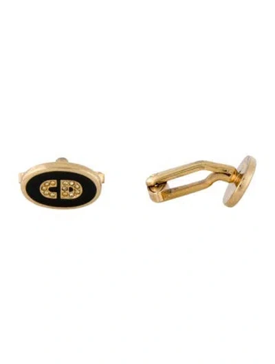 Pre-owned Dior Crystal & Enamel Cufflinks In Multi