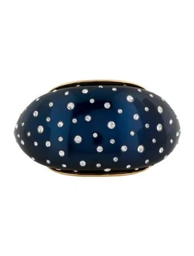 Pre-owned Dior Crystal & Enamel  Rocks Cuff Bracelet, 6.25" In Blue