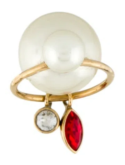 Pre-owned Dior Crystal & Faux Pearl Tribales Single Stud Earring