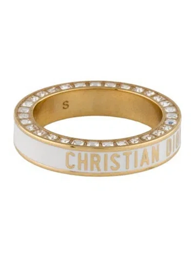 Pre-owned Dior Crystal & Lacquer Night Code Band Ring In White