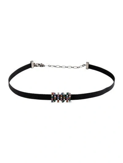 Pre-owned Dior Crystal & Ribbon Dio(r)evolution Choker Necklace, 14.75" In Multicolor
