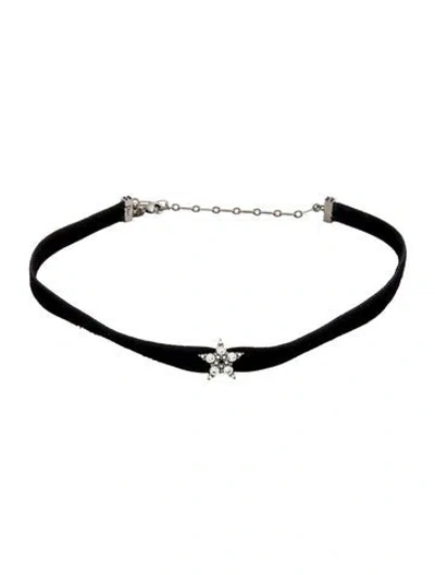 Pre-owned Dior Crystal & Velvet 'd Porte-bonheur' Star Choker Necklace, 14.5" In Multicolor