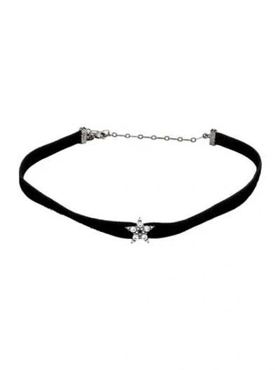 Pre-owned Dior Crystal & Velvet 'd Porte-bonheur' Star Choker Necklace, 14.5" In Multicolor