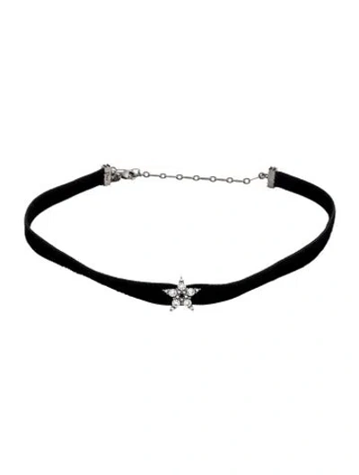Pre-owned Dior Crystal & Velvet 'd Porte-bonheur' Star Choker Necklace, 14.75" In Multicolor