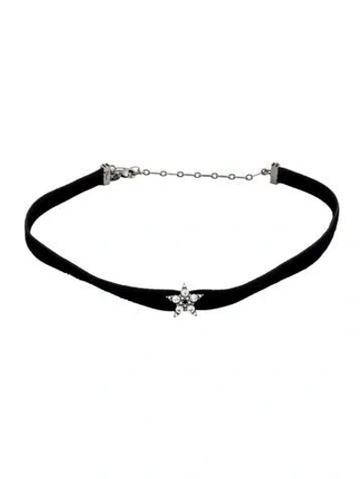 Pre-owned Dior Crystal & Velvet 'd Porte-bonheur' Star Choker Necklace, 14.75" In Multicolor