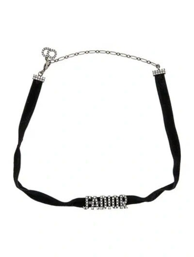 Pre-owned Dior Crystal & Velvet J'a Choker Necklace, 15" In Multi