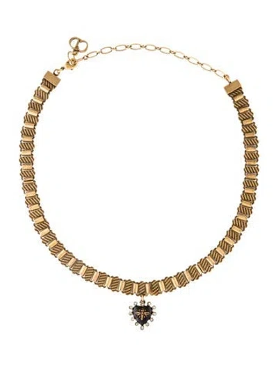 Pre-owned Dior Crystal 'blue Bohèmienne' Bee Heart Choker Necklace, 15.25" In Multi