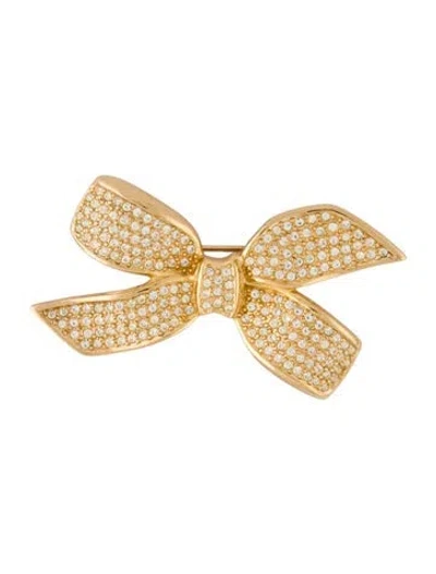 Pre-owned Dior Crystal Bow Brooch In Multi