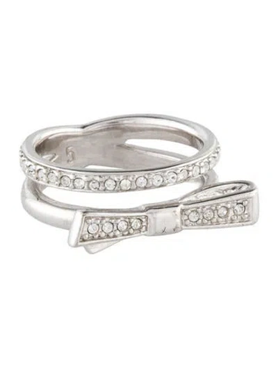 Pre-owned Dior Crystal Bow Cocktail Ring In Multi