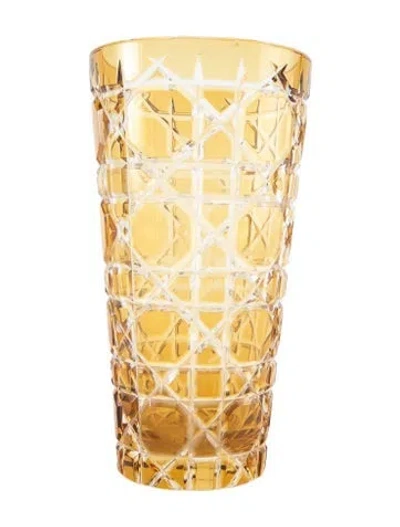 Pre-owned Dior Crystal Cannage Vase In Yellow