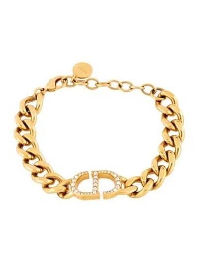 Pre-owned Dior Crystal Cd 30 Montaigne Link Bracelet, 8" In Multicolor