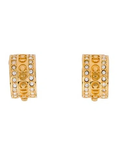 Pre-owned Dior Crystal Cd Clip-on Earrings In Multi