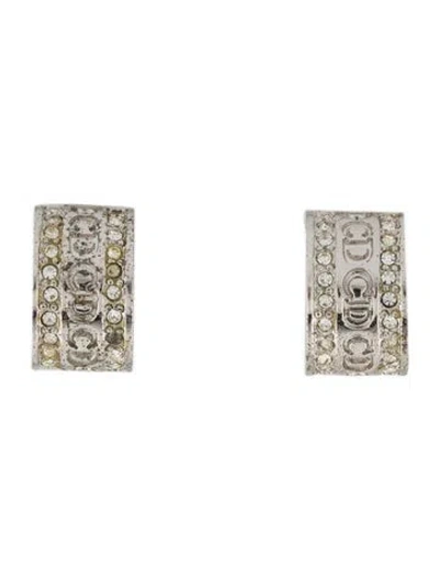 Pre-owned Dior Crystal Cd Clip-on Earrings In Transparent