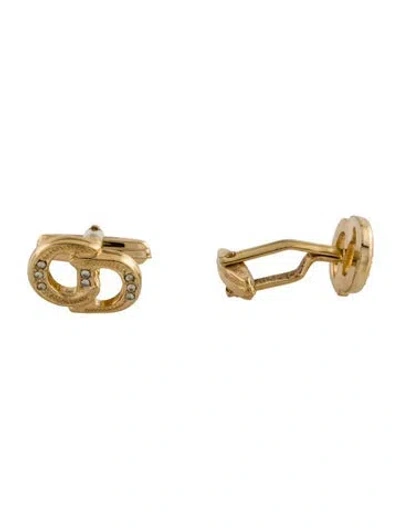 Pre-owned Dior Crystal Cd Cufflinks In Multi