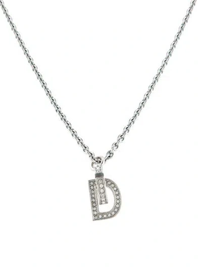 Pre-owned Dior Crystal Cd Lock Pendant Necklace, 17.25" In Multi