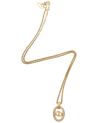 Pre-owned Dior Crystal Cd Oval Necklace (authentic Pre-loved)