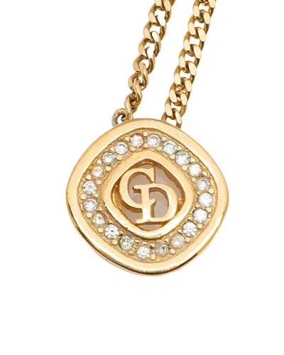 Dior Crystal Cd Square Necklace (authentic Pre-loved) In Gold