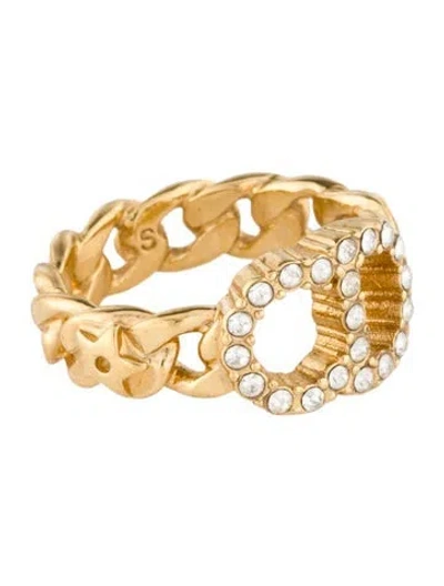 Pre-owned Dior Crystal Clair D Lune Cocktail Ring In Multicolor