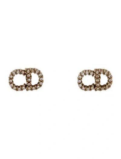 Pre-owned Dior Crystal 'clair D Lune' Stud Earrings In Clear