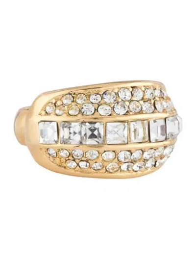 Pre-owned Dior Crystal Cocktail Ring In Clear