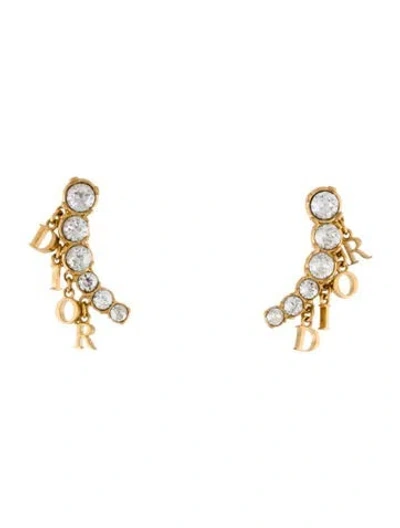 Pre-owned Dior Crystal Dio(r)evolution Logo Ear Climber Earrings In Transparent