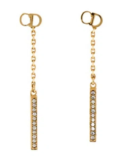 Pre-owned Dior Crystal D-round Drop Earrings In Transparent