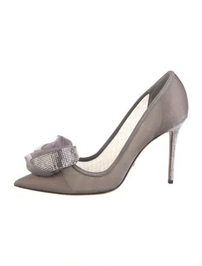 Pre-owned Dior Crystal Embellishments Pumps In Gray