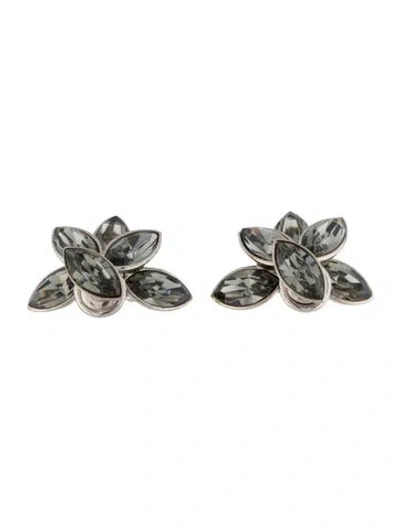 Pre-owned Dior Crystal Flower Mise En Tribal Earrings In Grey