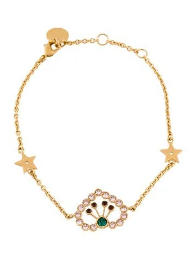 Pre-owned Dior Crystal Heart Motif Station Bracelet, 7.5" In Multi