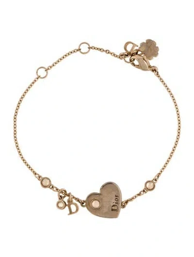 Pre-owned Dior Crystal Heart Station Bracelet, 7.75" In Multi