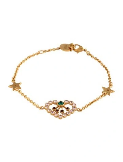 Pre-owned Dior Crystal In 'heart Lights' Link Bracelet, 7.5"