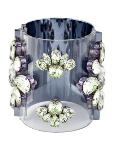 Pre-owned Dior Crystal In Me Green Bracelet, 6.5" In Clear/green