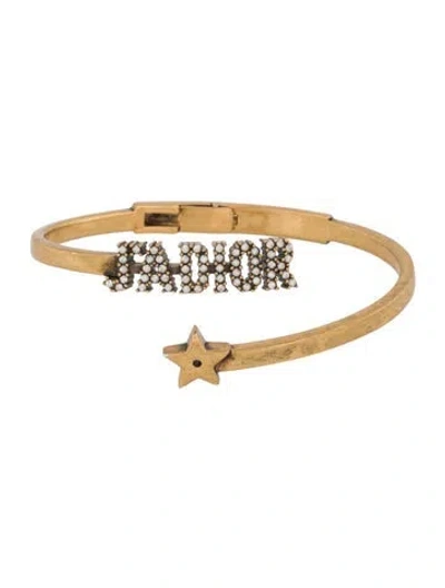 Pre-owned Dior Crystal J'a Hinge Cuff Bracelet, 6.25" In Transparent