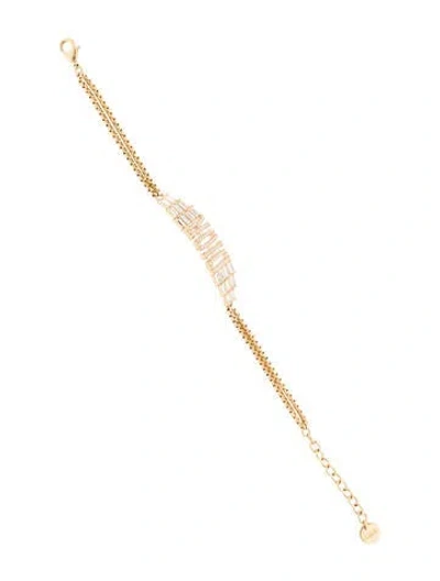 Pre-owned Dior Crystal Logo Link Bracelet, 7.75" In Transparent