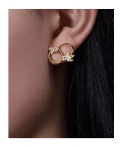 Dior Crystal Logo Stud Earrings In Gold