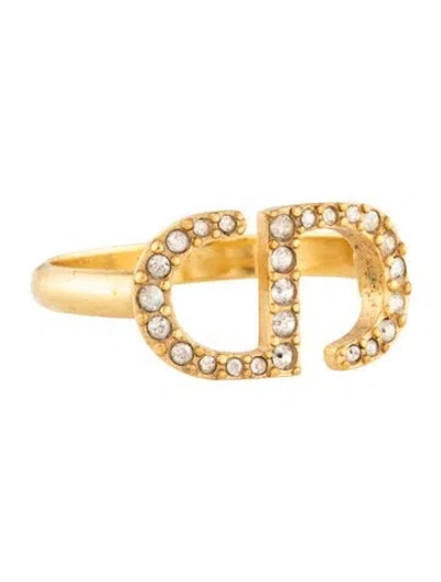 Pre-owned Dior Crystal Petit Cd Cocktail Ring In Multicolor